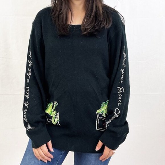 Bonnie Lee Sweaters - COPY - Vintage 70's Bonnie Lee Frog Toad Prince Charming Embroidered Sweater